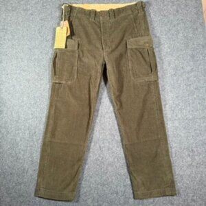 RRL Double RL Ralph Lauren Corduroy Surplus Cargo Pant Olive Green Sz 36x32 NWT